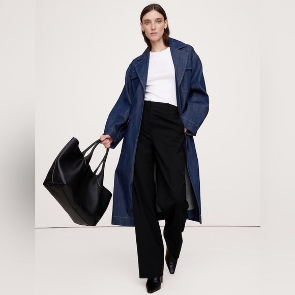 Banana Republic High Rise Modern Straight Siena Wool Italian Black Pant Sz 4. - Picture 2 of 8